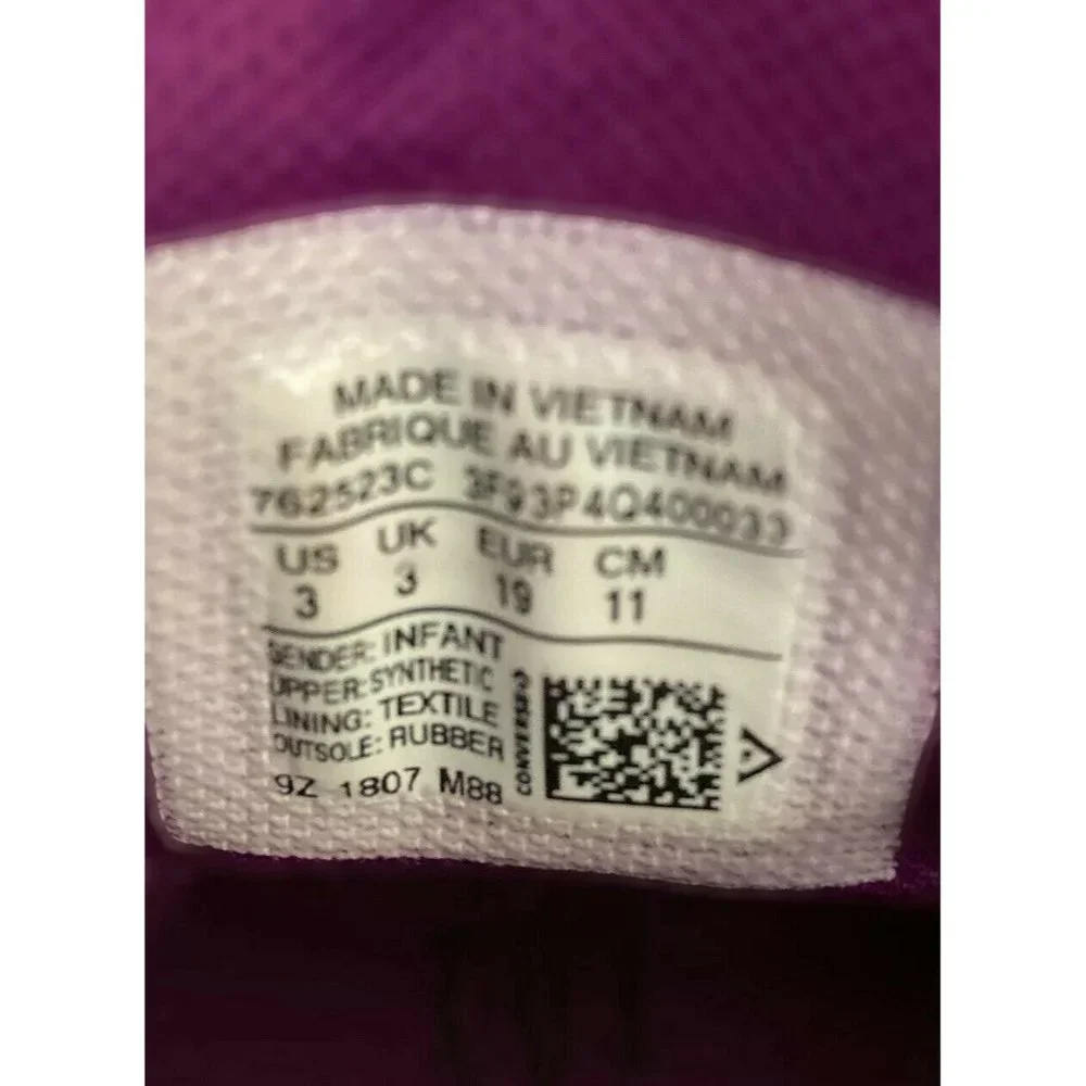 Converse One Star Size 3 Infant Toddler Medium Purple Low Top Synthetic 762523C